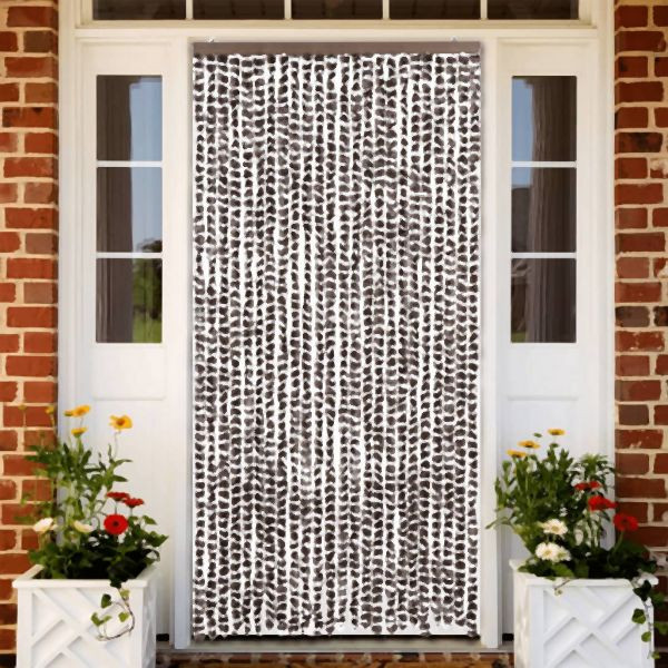 vidaXL Fliegenvorhang Braun und Weiß 100x200 cm Chenille, 377393