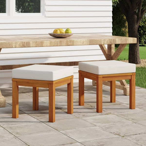vidaXL Gartenhocker mit Kissen 2 Stück 40x40x42 cm Massivholz Akazie, 319719