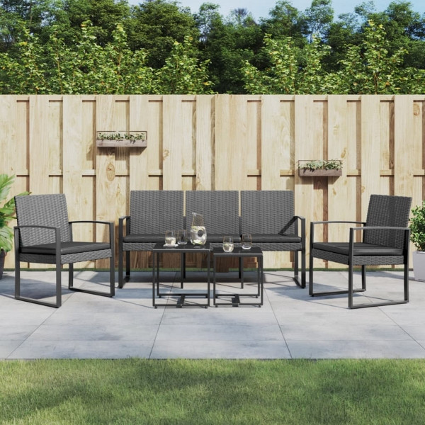 vidaXL 5-tlg. Garten-Essgruppe mit Kissen Dunkelgrau PP-Rattan, 360220