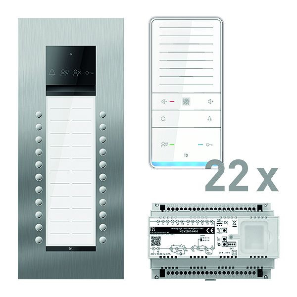 TCS Türkontrollsystem audio: pack PRO 22WE Außenstation ASU 22T UP 22x Freisprecher ISW6031 Steuergerät, PAUF222/006