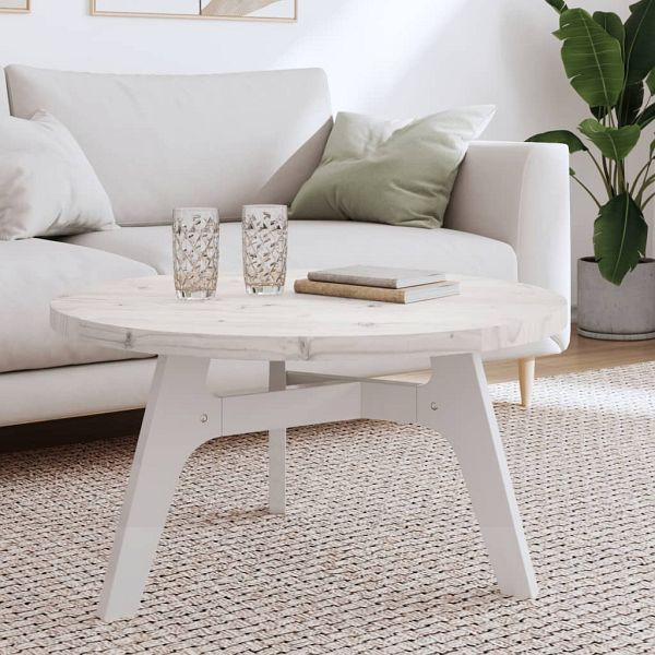 vidaXL Tischplatte Rund Weiß Ø80x3 cm Massivholz Kiefer, 833671
