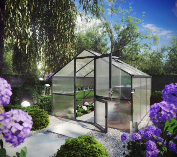 KGT Gewächshaus Orchidee III, anthrazit-grau, 3.23 x 2.97 x 2.33 m, 12300003