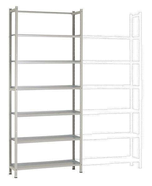 Manuflex Archiv-Grundregal mit 6 Stahlböden, HxBxT = 2250 x 960 x 300 mm, RA2233.7035