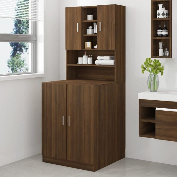 vidaXL Waschmaschinenschrank Braun Eichen-Optik Holzwerkstoff, 3120184
