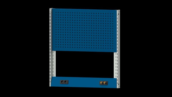 ANKE Werkbänke Grundaufbau Systemaufbau, 1120 x 107 x 1200 mm, RAL 7035/5010, Doppelsteckdose und Doppeldruckluft mit Schnellkupplungen, 340.359