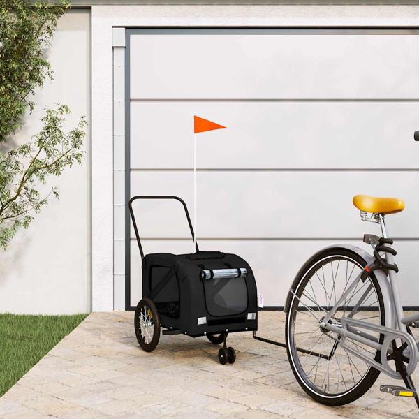 vidaXL Fahrradanhänger Hunde Schwarz Oxford-Gewebe und Eisen, 93898