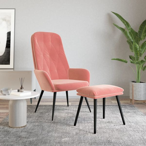 vidaXL Relaxsessel mit Hocker Rosa Samt, 3097623, 8720286883747