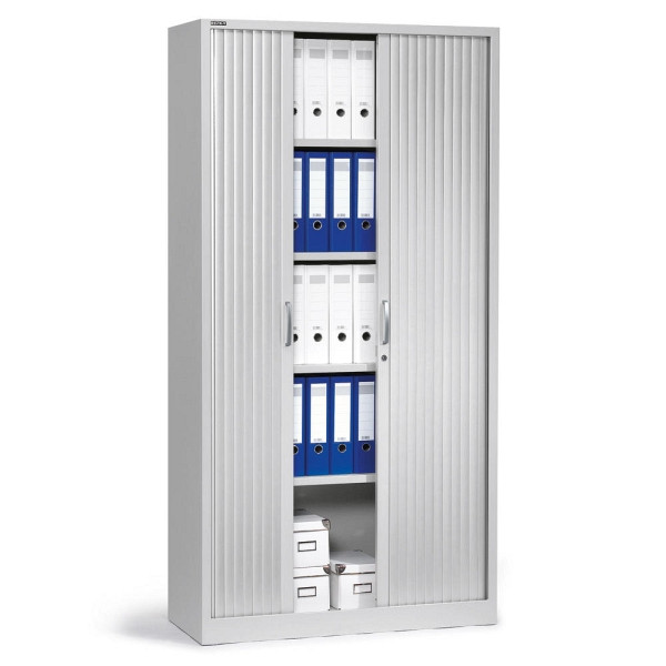 Deskin Rollladenschrank BASE L, Stahl, Lichtgrau RAL 7035, B 1000 x H 1950 x T 420 mm, 247731