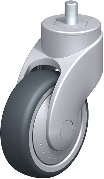 Blickle LWG-TPA 101K-FK-GS12 Kunststoff-Lenkrolle WAVE mit Gewindestift, Thermoplastisches Gummi-Elastomer, Grau, 744757