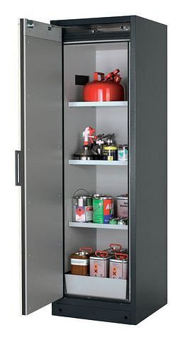 asecos Feuerbeständiger Gefahrstoffschrank Select W-63L-O "one touch", 3 Einlegeböden, Tür weiß, 201460