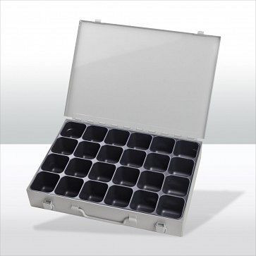 ADB Werkzeugkofferset mit 24-fach Einteiler, Außenmaße Koffer LxBxH: 33, 5x24x5 cm, Farbe: grau, RAL 7035, 88615