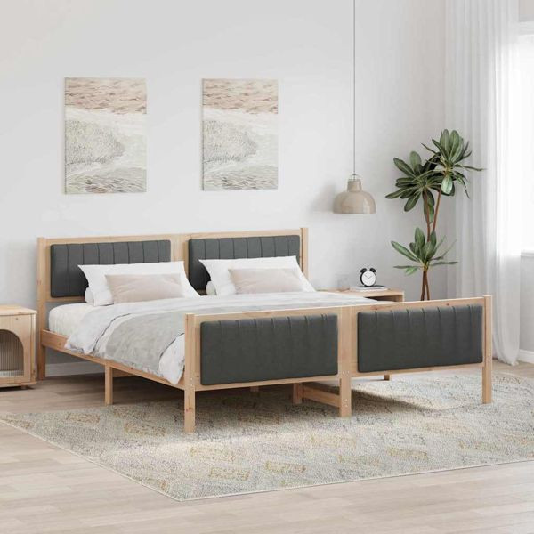 vidaXL Bettgestell braun und dunkelgrau 180 x 200 cm Massivholz Kiefer, 3394304