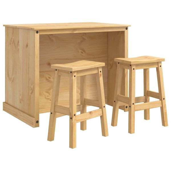 vidaXL Kücheninsel Set mit Regal 3-teilig Honigwachs Massiv-Kiefer, 3425396