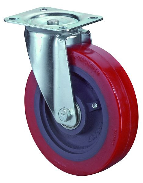 BS Rollen Transportrolle, Rad-Breite 50 mm, Rad-Ø 150 mm, Tragfähigkeit 300 kg, Lauffläche Guss-Polyurethan, Radkörper Guss, Kugellager, L400.C11.150