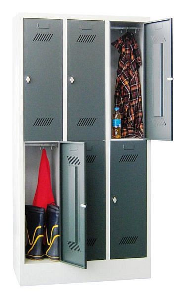 Pavoy Kleider-Schließfachschrank mit Sockel 1850/500/900, 3b x 2h, Zylinderschloss, Abteilbreite 300, 60260-323-431-910204