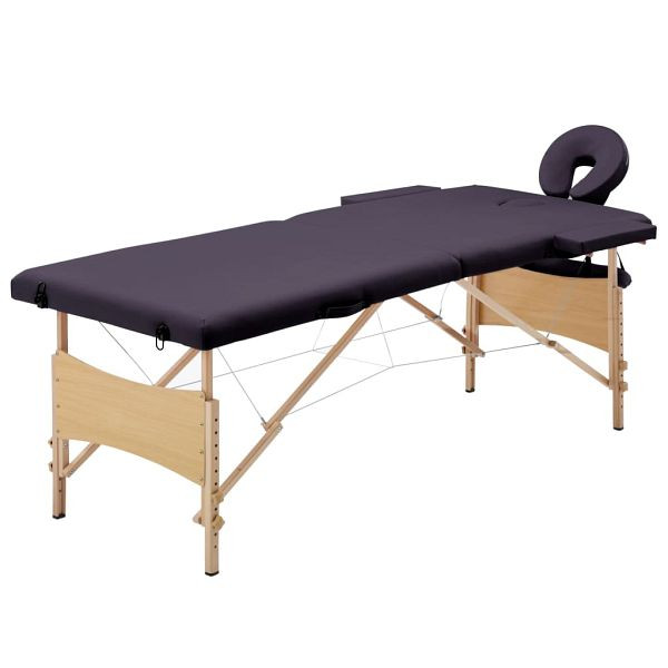 vidaXL Massageliege Klappbar 2-Zonen mit Holzgestell Lila, 110186