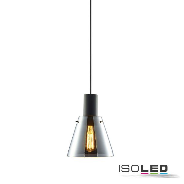 ISOLED Pendelleuchte, black concave Glas, E27, 20cm, 50-300cm, ohne Leuchtmittel, ohne Baldachin, 115633