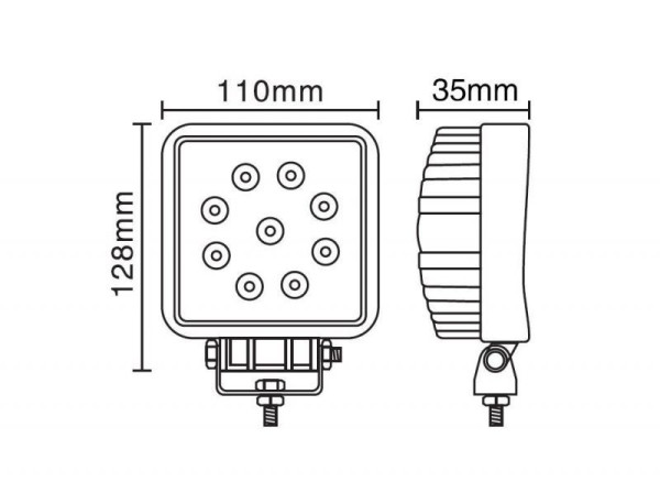 Berger & Schröter LED Arbeitsscheinwerfer eckig 9x3 W, 2160 Lumen, Magnetfuß, 20345