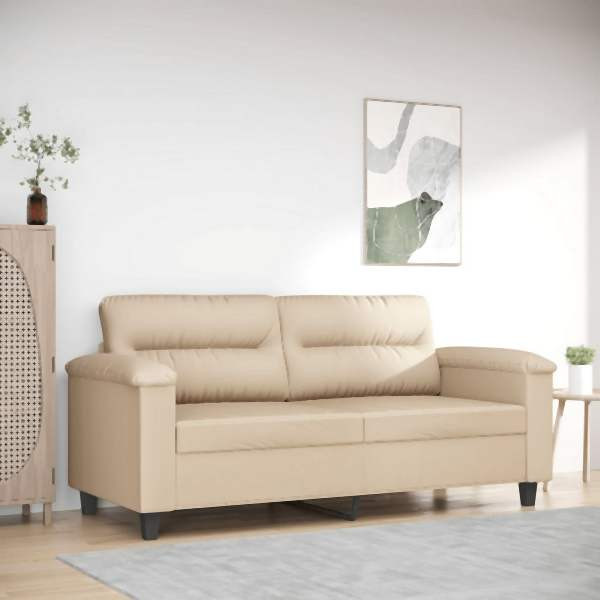 vidaXL 2-Sitzer-Sofa Creme 140 cm Mikrofasergewebe, 359565
