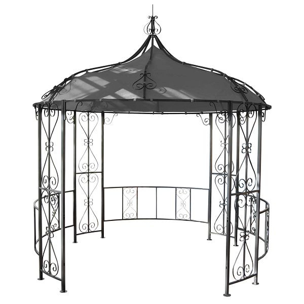 Mendler Pergola Almeria, Rundpavillon Garten Pavillon, stabiles Stahl-Gestell Ø 3m, grau, 65483+65484