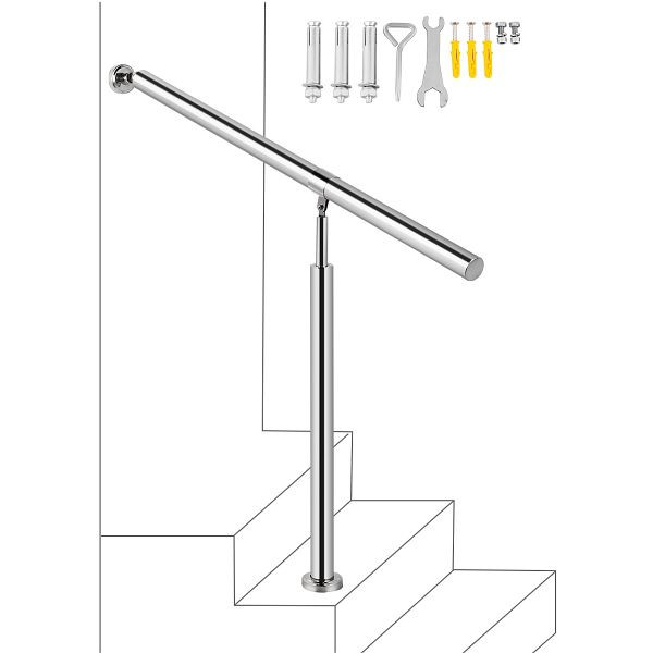 VEVOR Außentreppengeländer Treppengeländer Edelstahlgeländer 80 x 90 cm Wand Treppengeländer Edelstahl, LTFS1BBXGMLFS0001V0