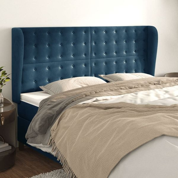 vidaXL Kopfteil mit Ohren Dunkelblau 183x23x118/128 cm Samt, 3118454