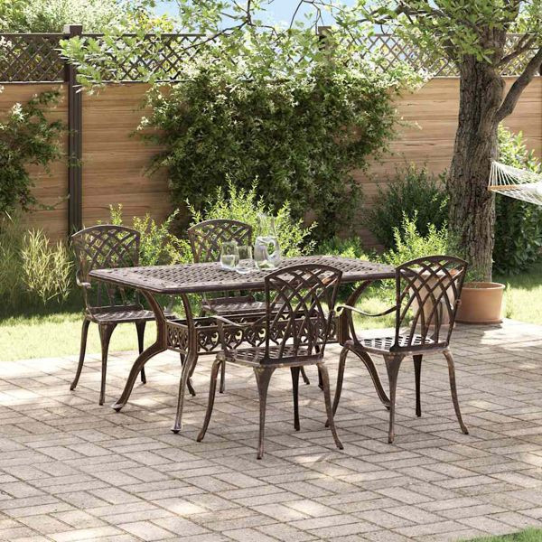 vidaXL Garten Essgruppe 5-teilig Bronze Aluminium, 3334676
