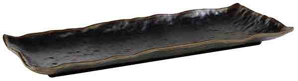 APS Tablett -MARONE-, 39 x 16 cm, Höhe: 3 cm, Melamin, schwarz, mit braunem Rand, 84118