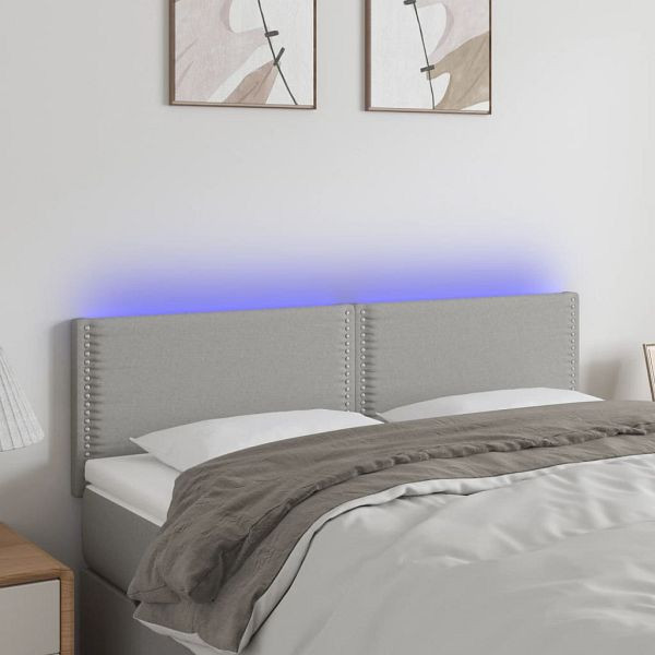 vidaXL LED Kopfteil Hellgrau 144x5x78/88 cm Stoff, 3121470