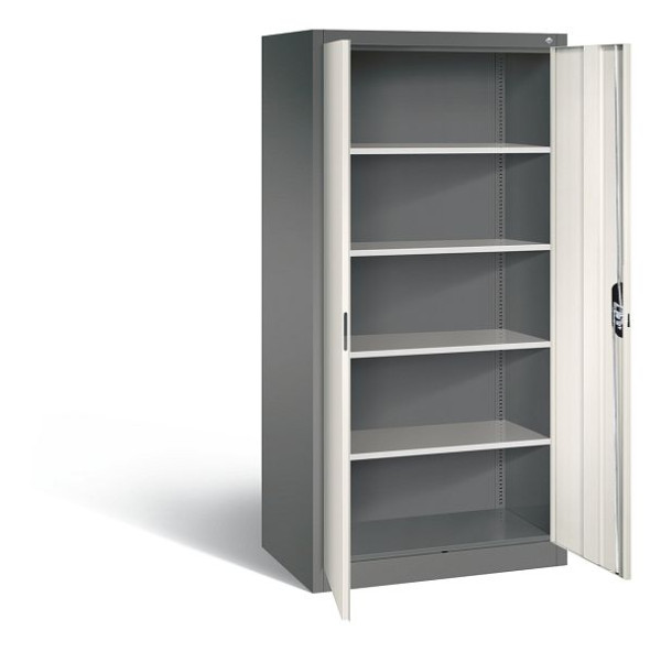 C+P Büroschrank Acurado, H1950xB930xT600mm, Farbe: Vulkangrau / Perlweiß, Muldengriff, 5 OH, 9290-000 S10575