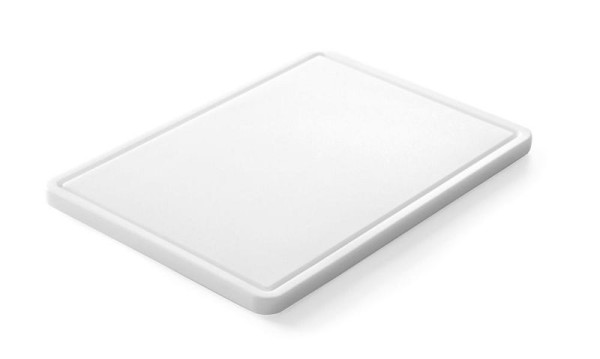 Hendi Schneidebrett mit Rille, Weiß 355x250x15 mm, 826362