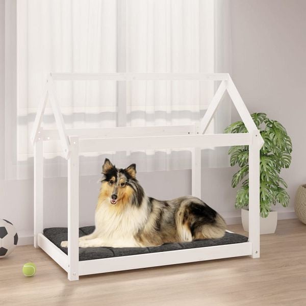 vidaXL Hundebett Weiß 101x70x90 cm Massivholz Kiefer, 822213