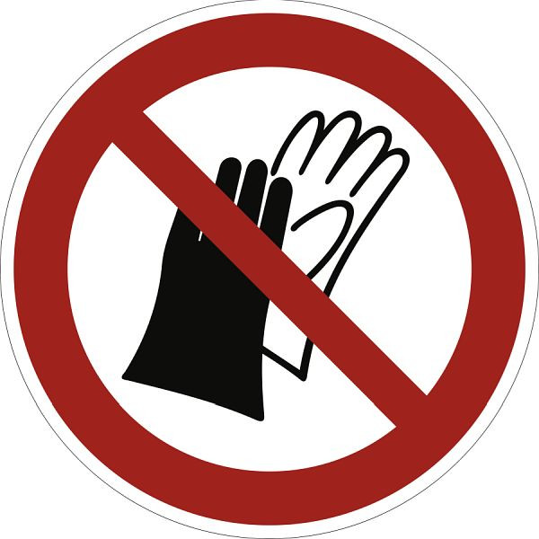 Moedel Benutzen von Handschuhen verboten ISO 7010, Folie, Ø 50 mm, VE: 10 Stück/Bogen, 98863
