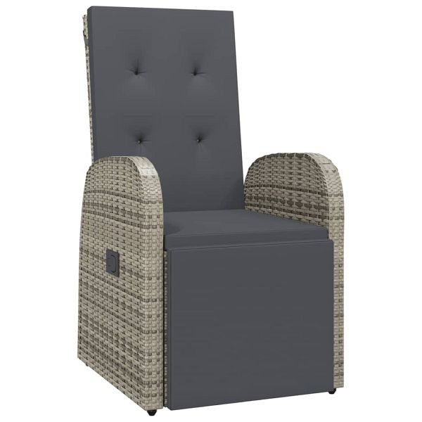 vidaXL Garten-Liegestuhl mit Auflage Poly Rattan Grau, 47677