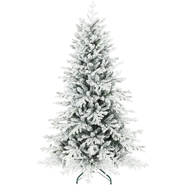 HOMCOM Künstlicher Weihnachtsbaum, 180cm Christbaum mit Schnee, 1815 Zweigen, klappbarem Metallständer, 83C-090V01GN