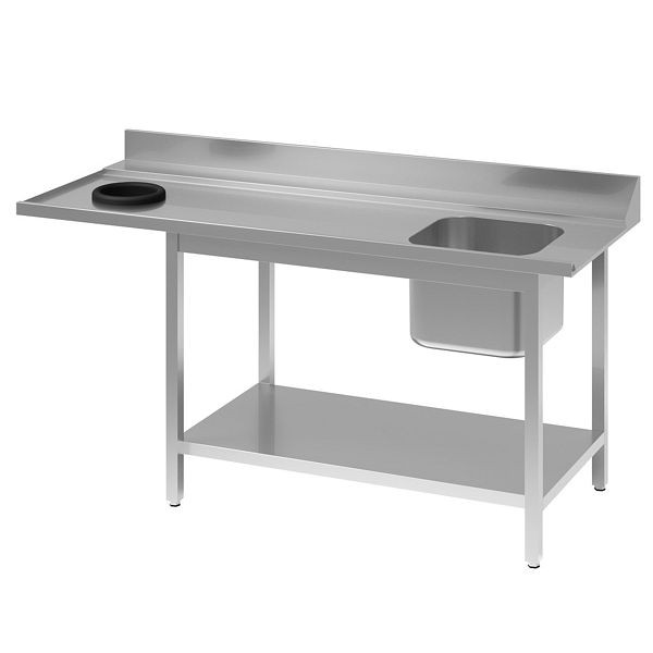 Vaiotec TOPLINE Zulauftisch 700, 1 Becken rechts + Abfallloch, Anbauseite links L: 1800 mm, 11522