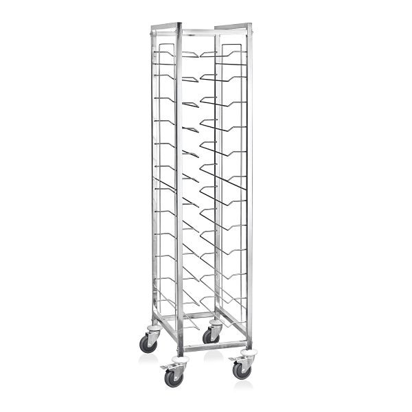 WAS Tablettwagen für 12 Tabletts, 60 x 39 x 180 cm, Chromnickelstahl, 1945530