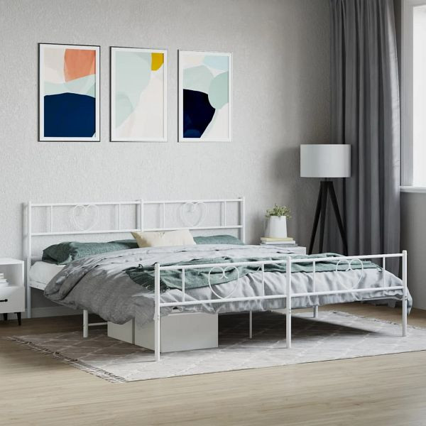 vidaXL Bettgestell mit Kopf- und Fußteil Metall Weiß 200x200 cm, 355537