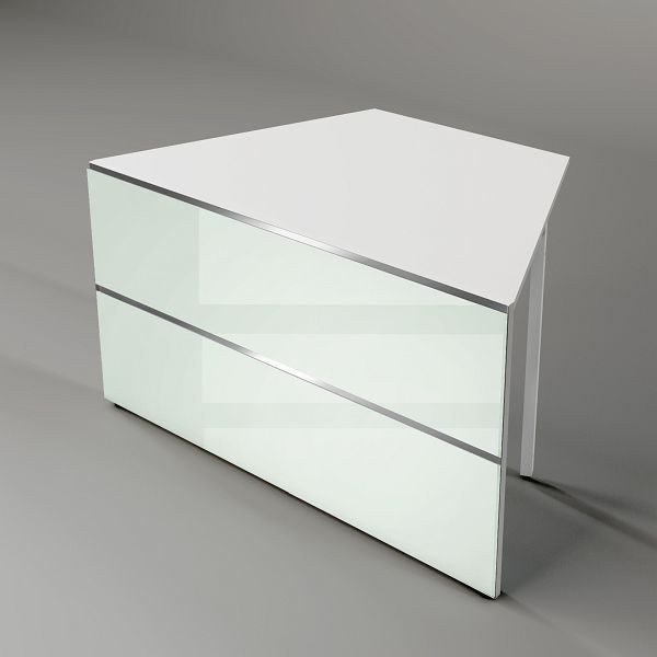 Kerkmann Tisch-Zwischenelement mit 2 schrägen Seiten der Arbeitsplatte, Atlantis, B 1350 x T 825 x H 750 mm, weiß (Montage), 22339682-1