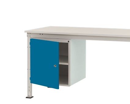 Manuflex Gehäuse-Unterbau UNIVERSAL Stationär, Nutzhöhe 500 mm mit 1 Tür links angeschlagen, für Tischtiefe 1200 mm, Brillantblau, ZB4967.5007