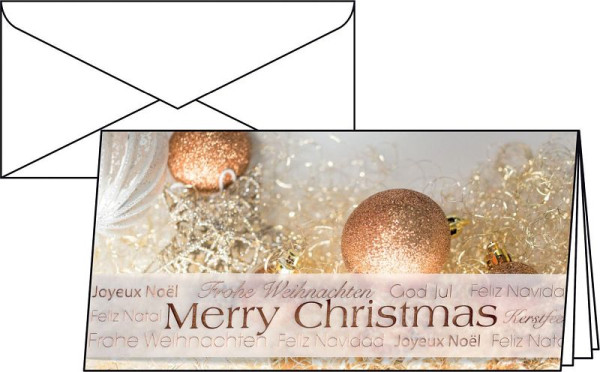 sigel Weihnachts-Karten "Christmas Glitter" - DIN lang (2/3 A4), VE: 10 Stück, DS029