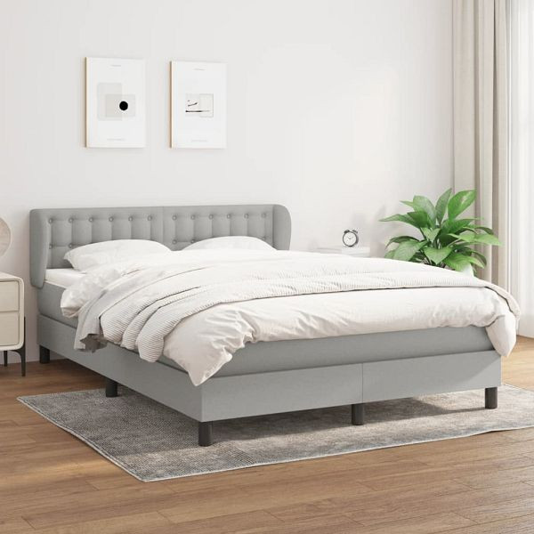 vidaXL Boxspringbett mit Matratze Hellgrau 140x200 cm Stoff, 3126565