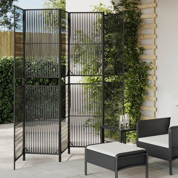 vidaXL Paravent 6-teilig Schwarz Poly Rattan, 365400, 8721012244429