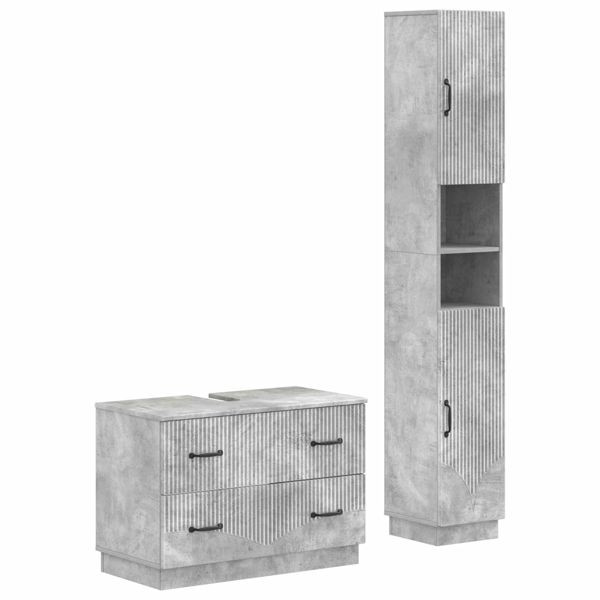 vidaXL 2-teiliges Badezimmer Schrank Set HOORN Betongrau Holzwerkstoff, 3417552