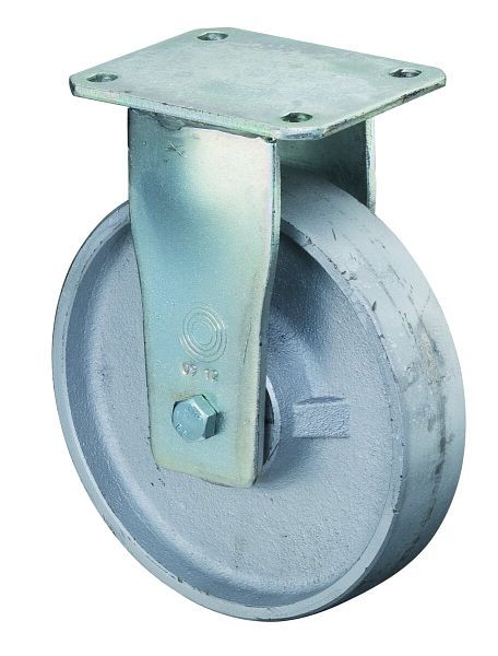 BS Rollen Schwerlastrolle, Bockrolle, Rad-Breite 45 mm, Rad-Ø 200 mm, Tragfähigkeit 1100 kg, Lauffläche Guss, Radkörper Guss, Kugellager, RR110.C81.201