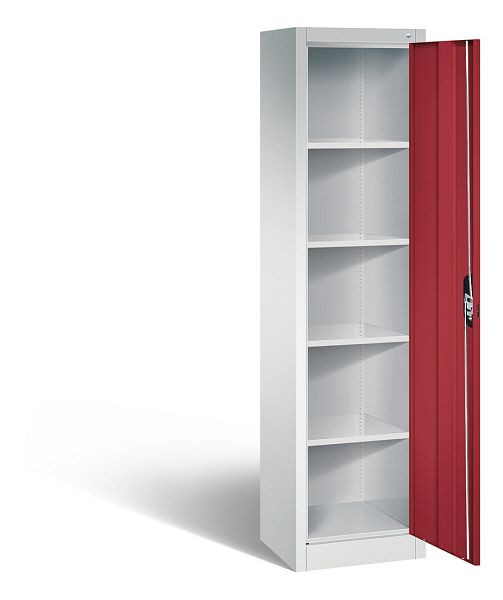 C+P Büroschrank Acurado, H1950xB502xT400mm, Farbe: Lichtgrau / Rubinrot, Muldengriff, 5 OH, 9234-000 S10188