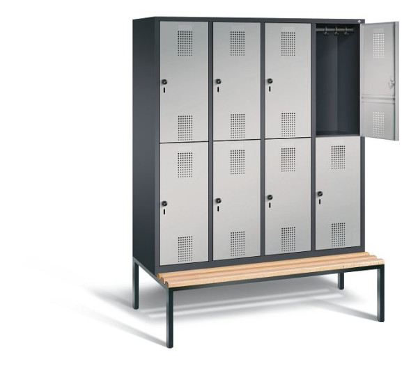 C+P Spind doppelstöckig Evolo, H2090xB1590xT810mm, Farbe: Schwarzgrau / Weißaluminium, 48350-42 S10025