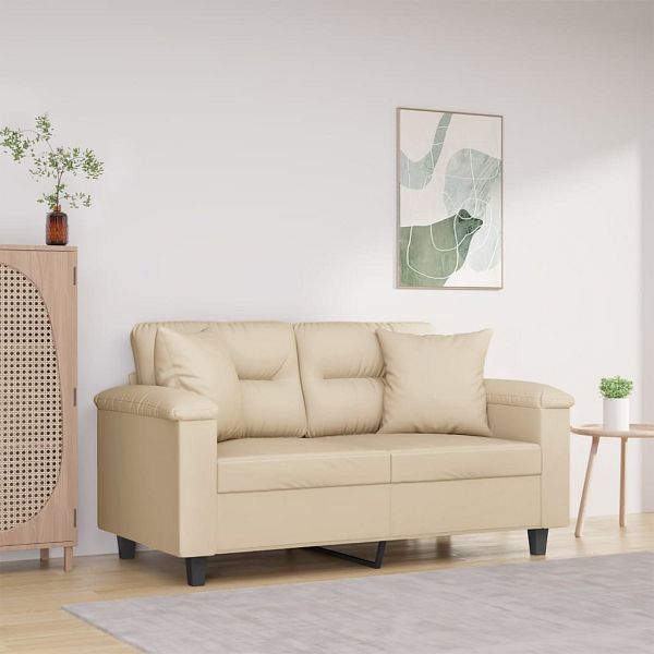 vidaXL 2-Sitzer-Sofa mit Kissen Creme 120 cm Mikrofasergewebe, 3200969