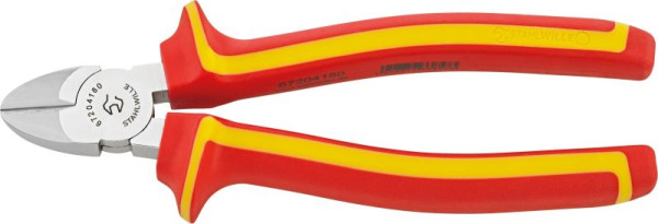 STAHLWILLE VDE-Seitenschneider, Länge 185mm Kopf verchromt Griffe 2-Komponenten-Griffe, 67204180