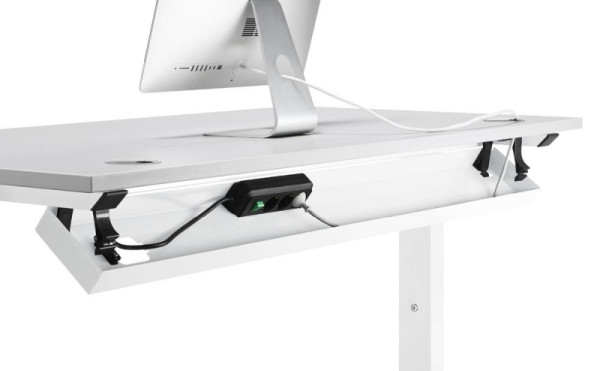 Deskin Kabelwanne 1200 PROFI M, abklappbar, Metall Weiß RAL 9016, H 50 x B 1014 x T 145 mm, 288926